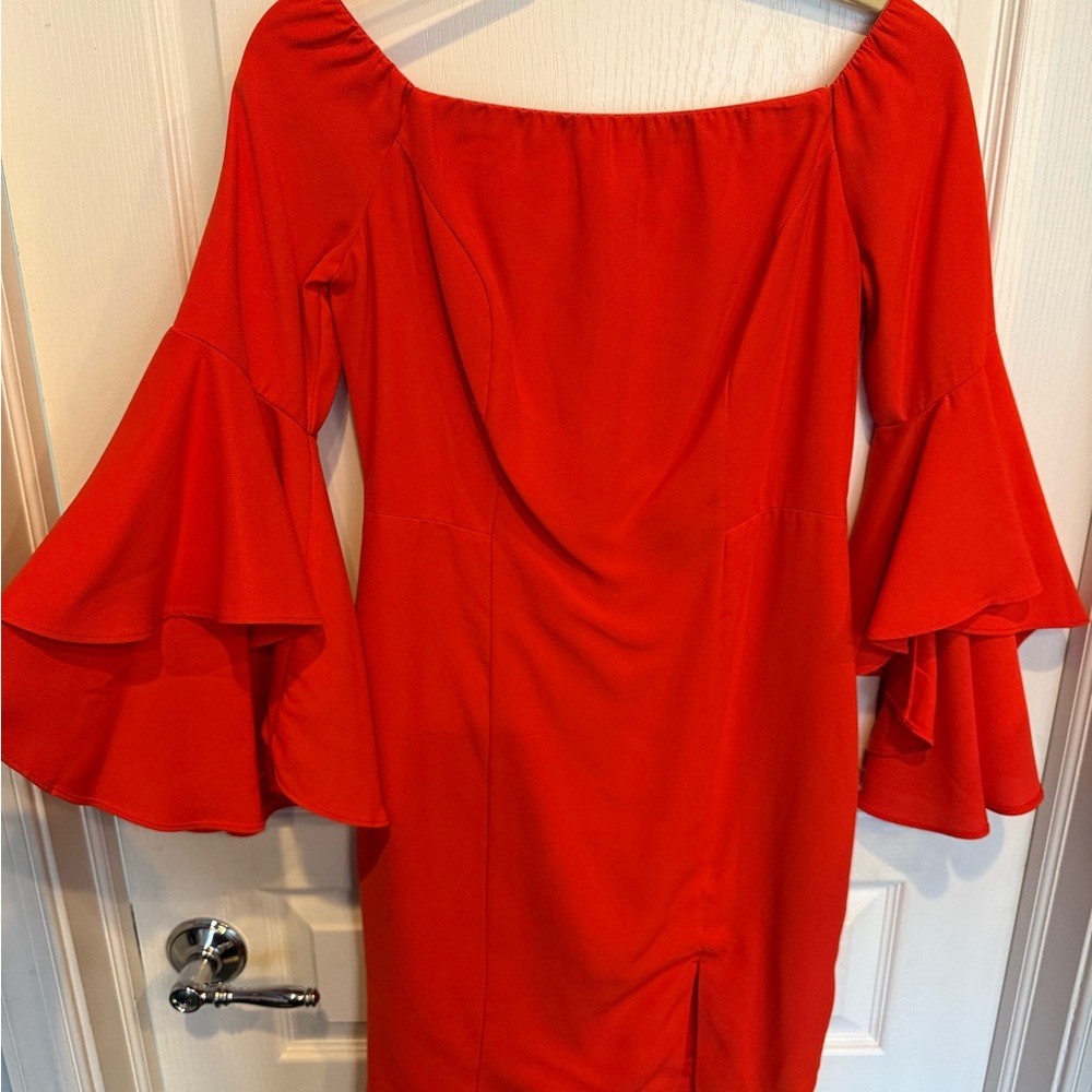 Venus Orange Off-Shoulder Dress
